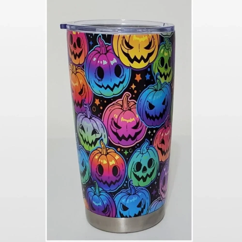 Tumbler Large 20oz Pumpkin Halloween Colorful Stainless Steel Double Insulated